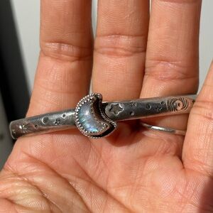 Silver Moonstone Bangle Bracelet